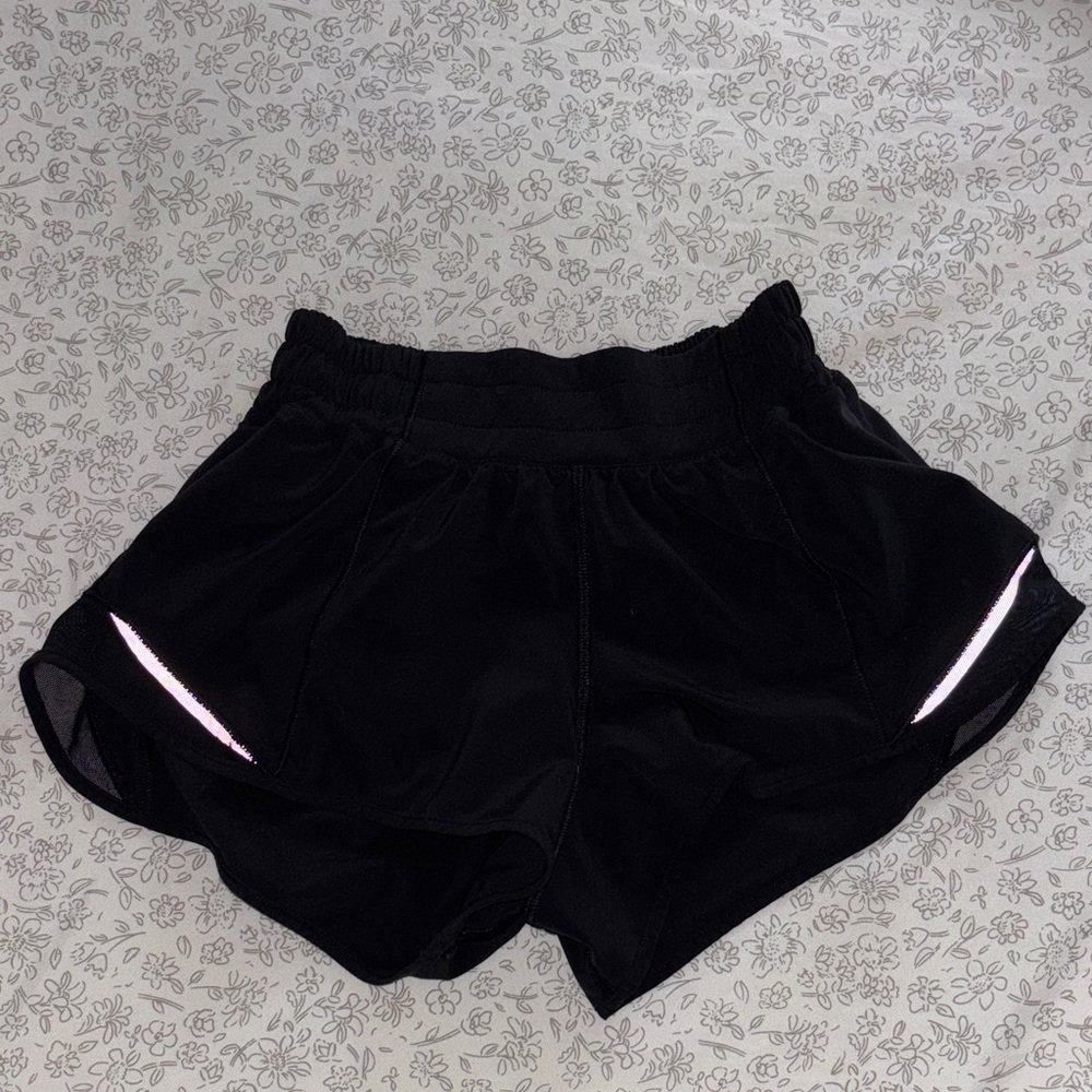 lululemon athletica Black Athletic Running Shorts with Reflective Trim